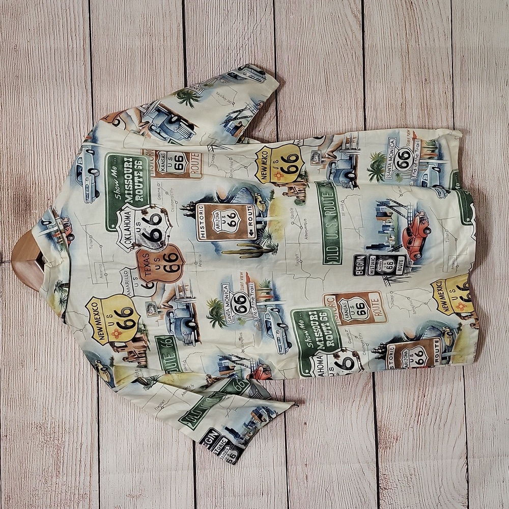 Hemet Men's Small Route 66 Themed Short Sleeve Button Down Shirt - Picture 4 of 4
